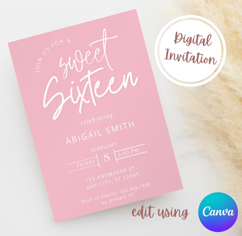 Sos Invite Sweet Sixteen Birthday, Sweet 16 Birthday Invitation, Digital Download ...