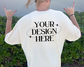 Comfort Colors C1717 Ivory Back Mockup, Ivory Back Mockup, Oversized Mockup, Ivory C1717 Mockup, Comfort Colors Mockup, Ivory Shirt Mockup