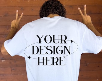 Comfort Colors C1717 White Back Mockup, Oversized Mockup, Outdoor C1717 Mockup, White C1717 Mockup, Comfort Colors Mockup, Male Mock