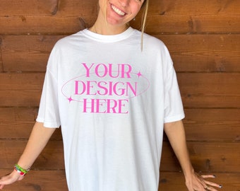 Comfort Colors C1717 White Mockup, White Mockup, Oversized Mockup, Outdoor C1717 Mockup, White C1717 Mockup, Comfort Colors Mockup