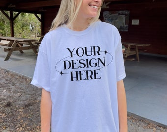 Comfort Colors C1717 White Mockup, White Mockup, Oversized Mockup, Outdoor C1717 Mockup, White C1717 Mockup, Comfort Colors Mockup