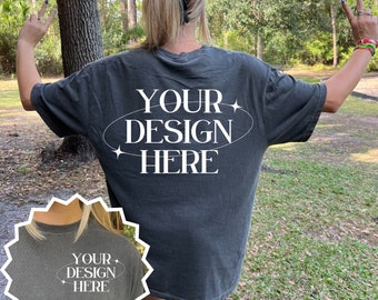 Comfort Colors C1717 Pepper Front and Back Mockup, Pepper Mockup, Oversized Mockup, Comfort Colors Pepper Front and Back Mockup