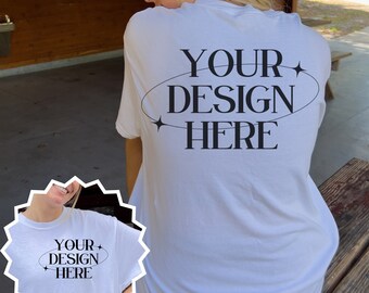 Comfort Colors C1717 White Front and Back Mockup, White Mockup, Oversized Mockup, White C1717 Mockup, Comfort Colors Front and Back Mockup