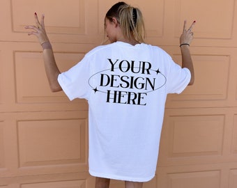 Comfort Colors C1717 White Back Mockup, White Back Mockup, Oversized Mockup, Outdoor C1717 Mockup, White C1717 Mockup, Comfort Colors Mockup