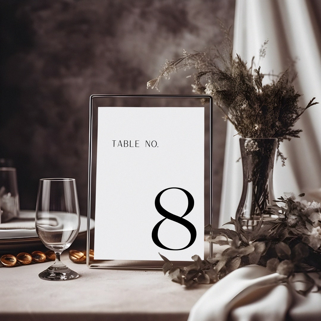 Editable Minimalist Wedding and Event Table Numbers, Printable and ...