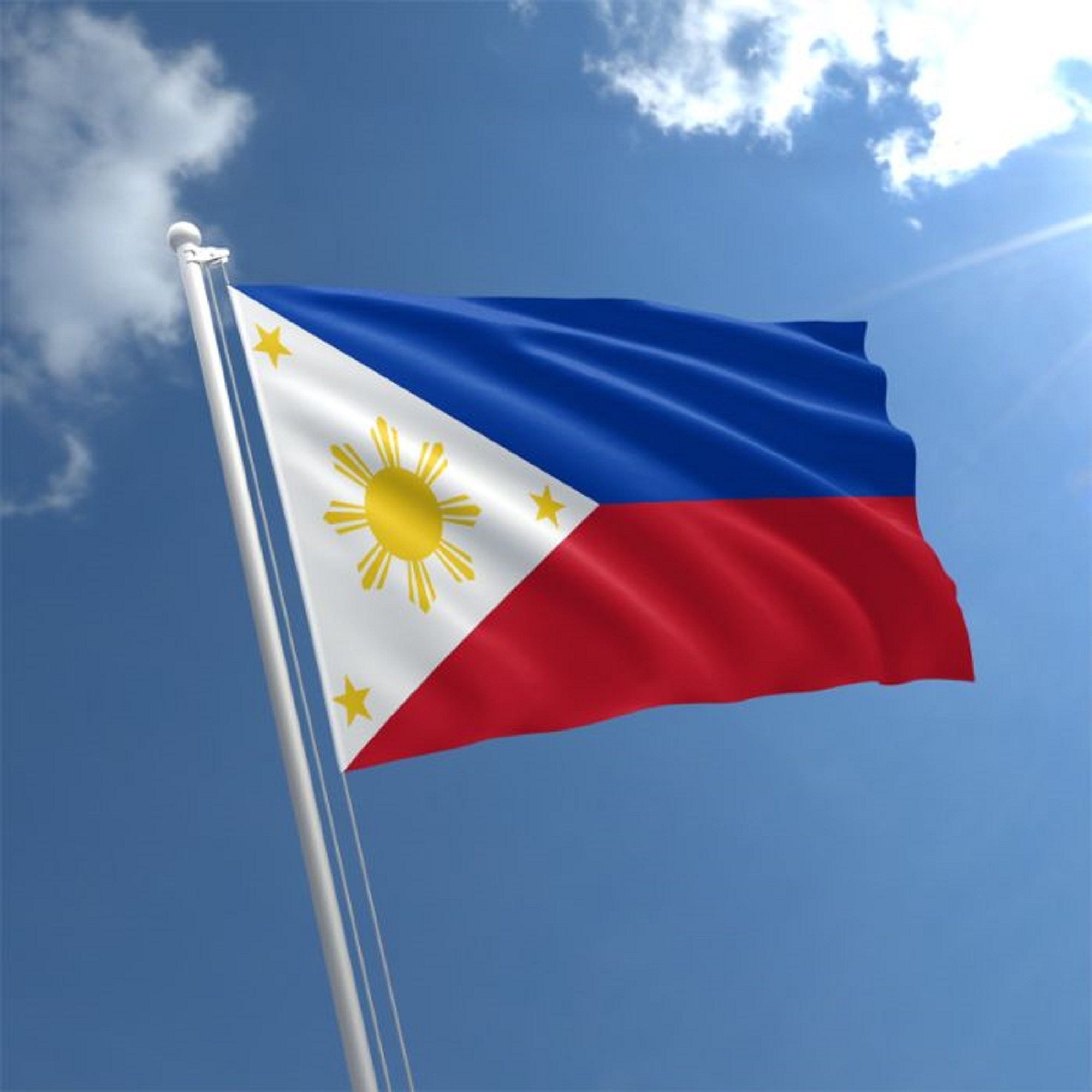 TOPFLAGS Philippinen-Flagge 90 X 150 Cm – Bestickte Sterne, Genähte Streifen, Mit 2 Messingösen, Wetterfest
