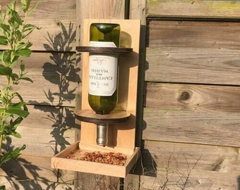 Wine Bottle Bird Seed Feeder