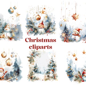 Cliparts de Noël , aquarelle, 300 dpi, PNG