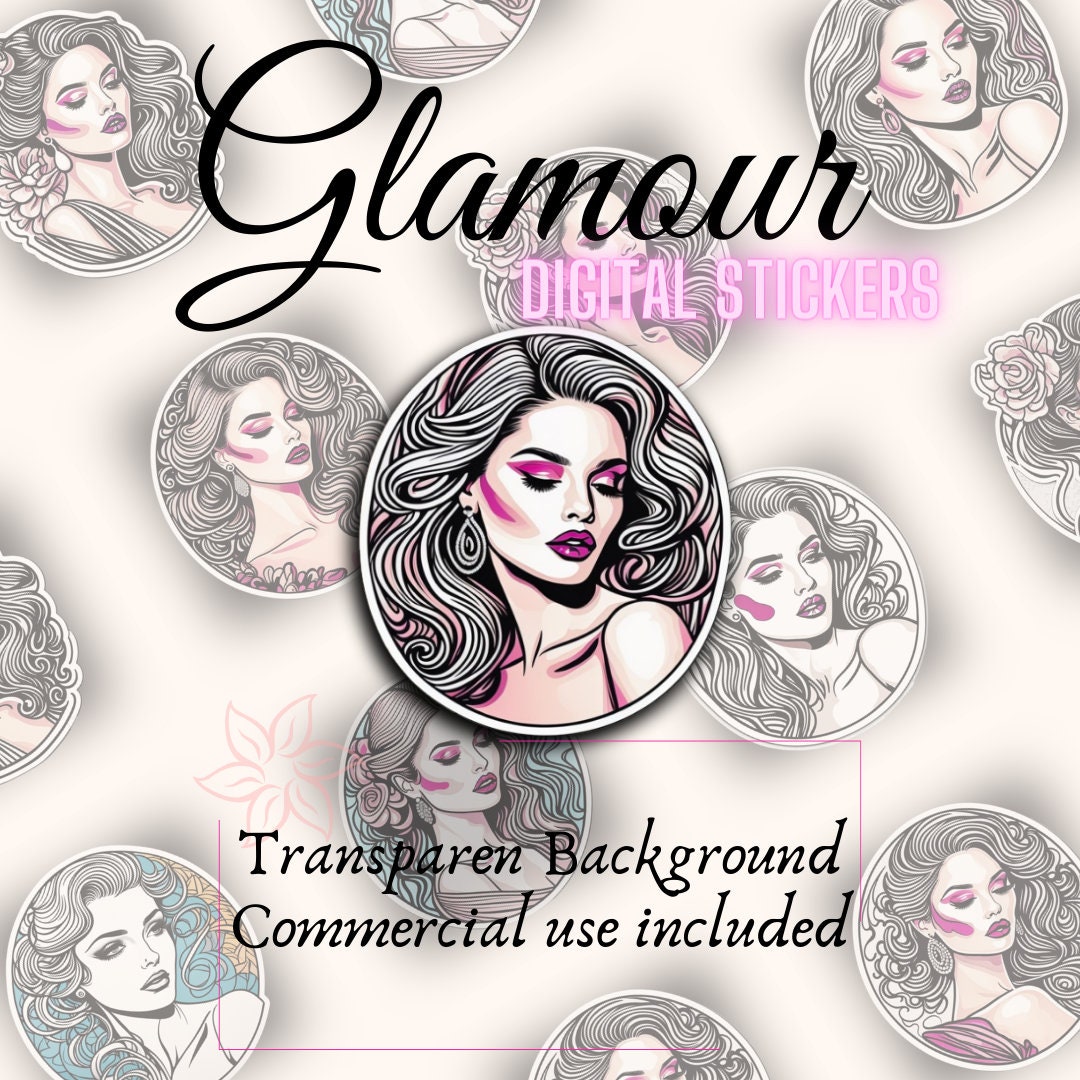 Glamour Chic Sticker Set Glamour Beauty Commercial Use - Etsy