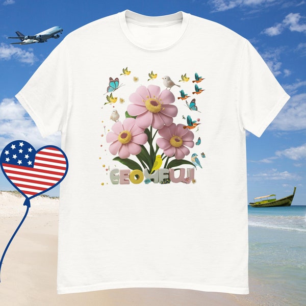 WOMENS Flower Tee | Gift For her, Luna Moth T-Shirt for women | Woodland T-Shirt, Wildflower T-shirt, Vintage T-shirt CelestesStudio