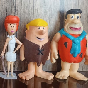 Handpainted Flintstones Figures, Vintage Flintstone Models, Retro 3d Printed Ornament, Nostalgic 60s Decor, Collectible Oldies Cartoon Gift