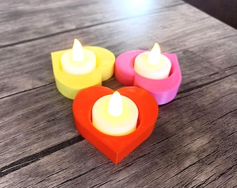 Heart Shaped Led Tealight Holder | Valentine's Candle Stand | Coffee Table Decor