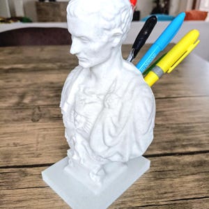 Julius Caesar Pen Holder, Unique Stationery Organizer, Coworker Gift, Office Desk Decor, Gaius Caesar Pencil Stand, Historical Pen Holder