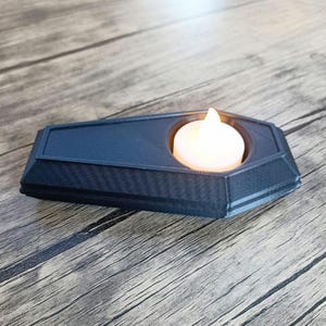 Coffin Candle Holder, 3D Printed Tealight Stand, Gothic Halloween Shelf Decor