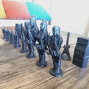 Rock and Roll Chess Set | Heavy Metal Desk Decor | Gift for Head Banger