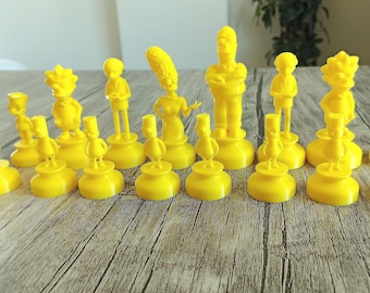 Vintage the Simpsons 3D Chess Set With Folding Board Complete With