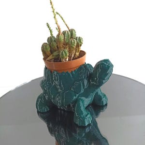 Turtle Succulent Planter – 3D Printed Windowsill Cactus Pot - Animal Shelf Decor