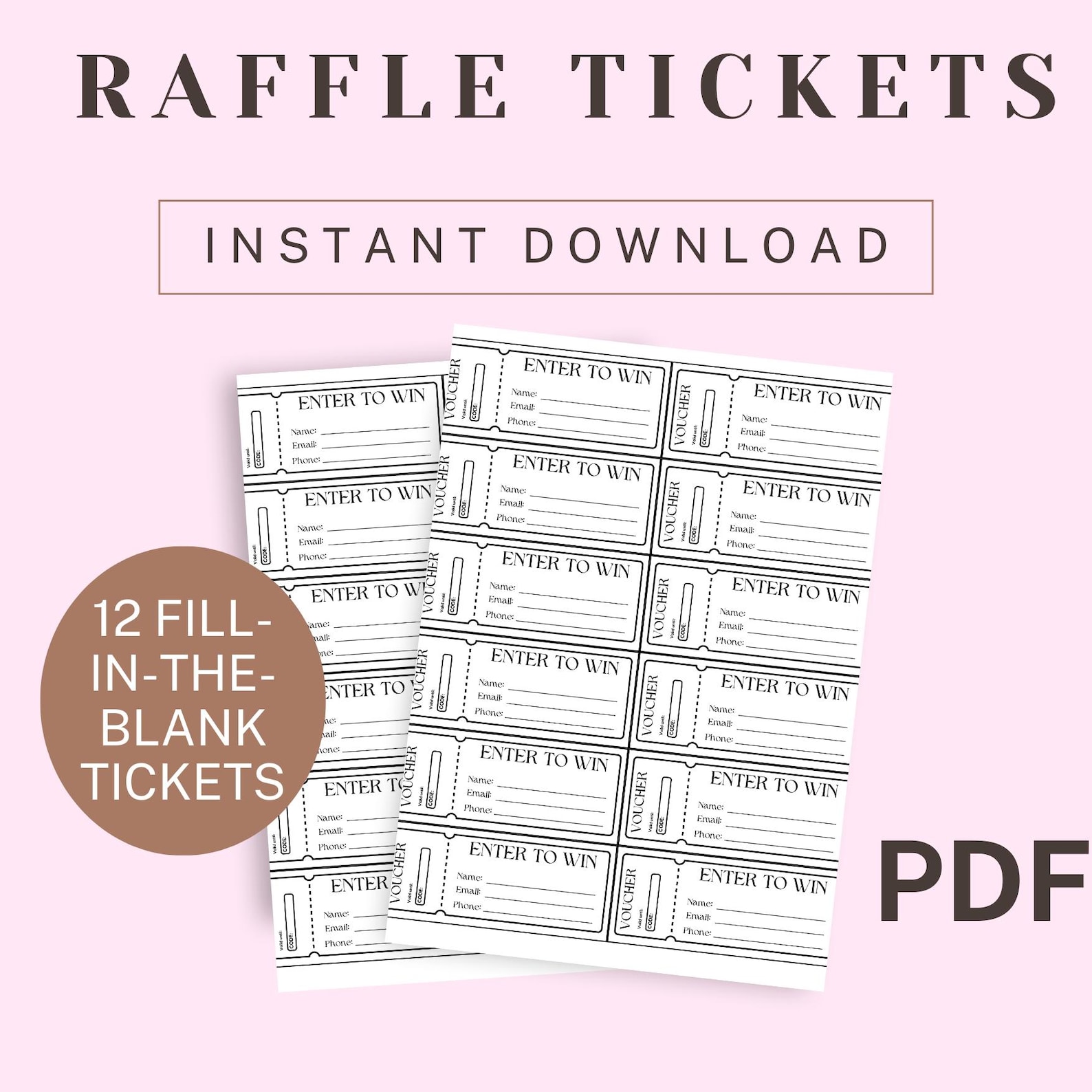Raffle Ticket Template Printable Enter to Win Ticket Raffle Ticket