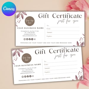 Modèle de chèque-cadeau bohème, carte-cadeau modifiable, chèque-cadeau imprimable DIY, carte-cadeau de massage, bon pour une journée au spa, modèle