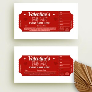 Valentine’s Raffle Ticket Template, Editable Love Coupon Tickets ...