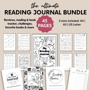 Book Reading Journal Printable Book Review Log Book Printable Book Tracker Reading Challenge Monthly Reading Planner Reading Tracker