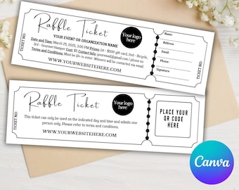 Editable Raffle Event Ticket Template, Raffle Ticket Form, Custom DIY Surprise Raffle Ticket, Digital Canva  Raffle Ticket Printable