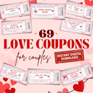 Cupones de amor para parejas, Tarjeta de cupón de regalo imprimible, Regalos de aniversario/cumpleaños/San Valentín, Cupones divertidos para adultos, Ideas para citas, Citas nocturnas