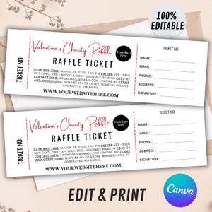 Bearbeitbare Raffle Event Ticket-Vorlage, Raffle Ticket-Formular, digitales Canva Raffle Ticket druckbar, benutzerdefiniertes DIY Surprise Raffle Ticket