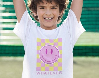 Welk statement kinder T-shirt cadeau voor kinderen shirt met ruitpatroon smiley cadeau voor dochter zoon petekind