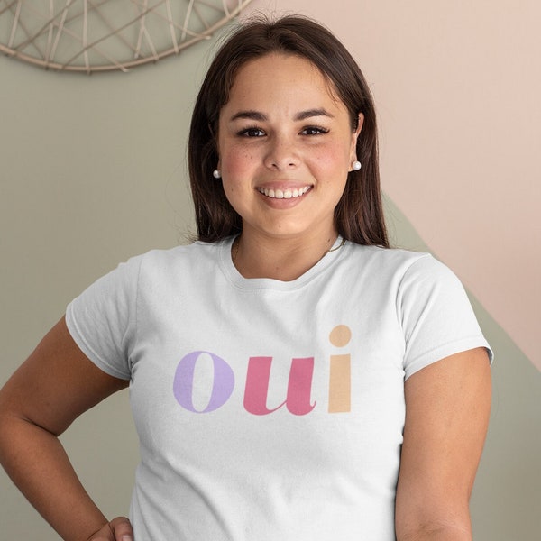 T-Shirt Oui Yes Ja | Paris Style French Slogan | Positives Statement Shirt | Geschenk für Männer und Frauen | Pastell Sommer