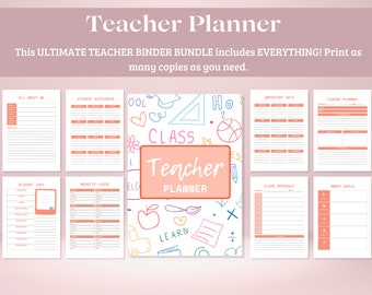 Teacher Planner 2024, Teacher Weekly Planner,  Lesson Planner Printable, Teacher Lesson Planner, Teacher Binder, Teacher Organizer