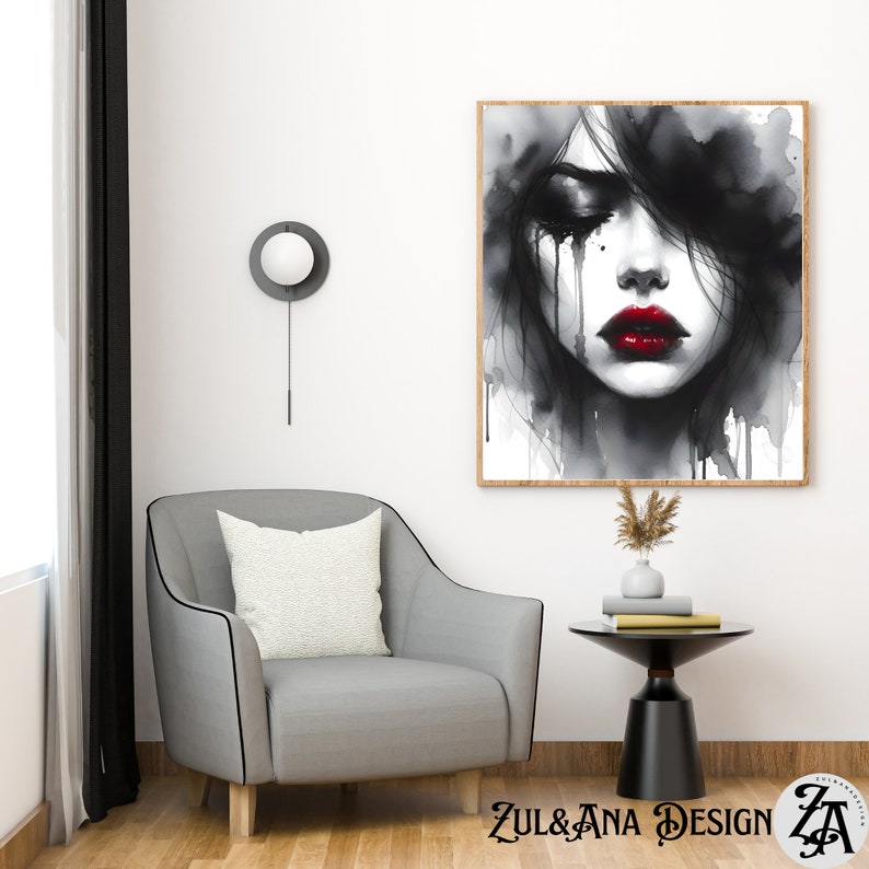 Sad Woman Watercolor Print Set: Abstract Grieving Girl Art (digital ...