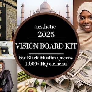 Vision Board Kit for Black Muslim Queens, 1k+ Elements, Vision Board, Vision Board Printables, Vision Board Template, 30th Birthday Gift
