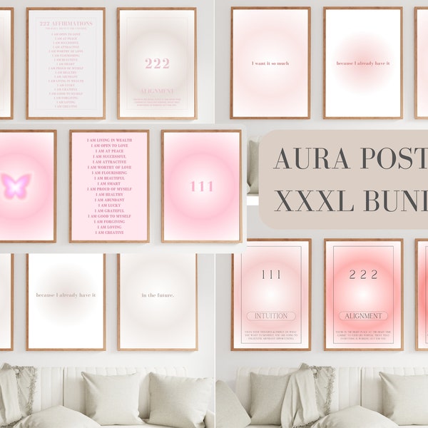 Aura Poster Mega Bundle, 3 Piece Wall Art, Angel Number Poster, Angel Aura, Aura Wall Art, Aura Print, Wall Collage Kit, Manifestation, Gift