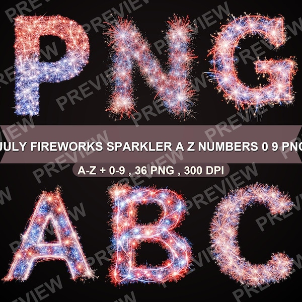 Firework July Hand Lettering Letters in Fireworks - Etsy