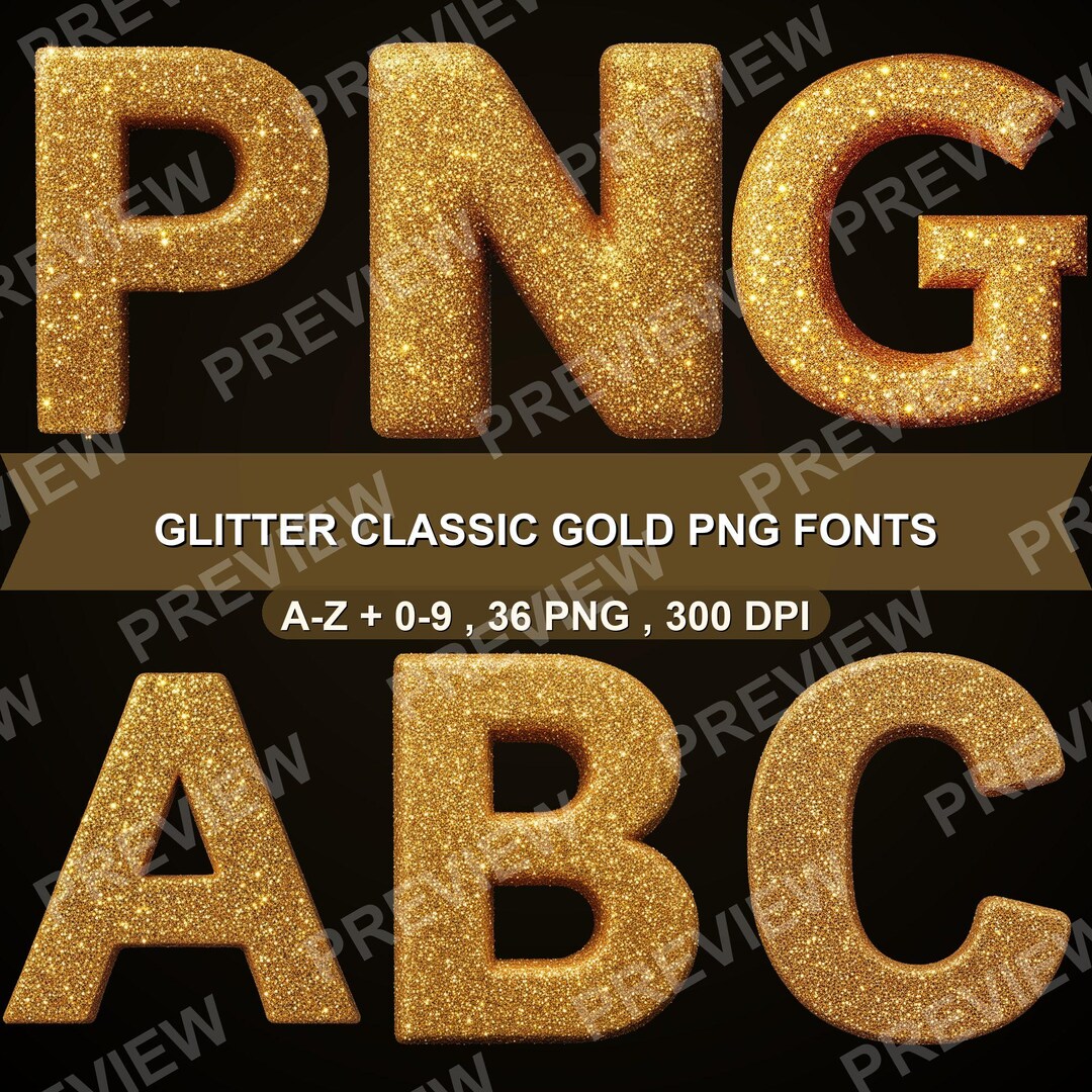 Classic Gold Glitter Alphabet Clipart PNG, Gold Letter Clip Art A-Z ...