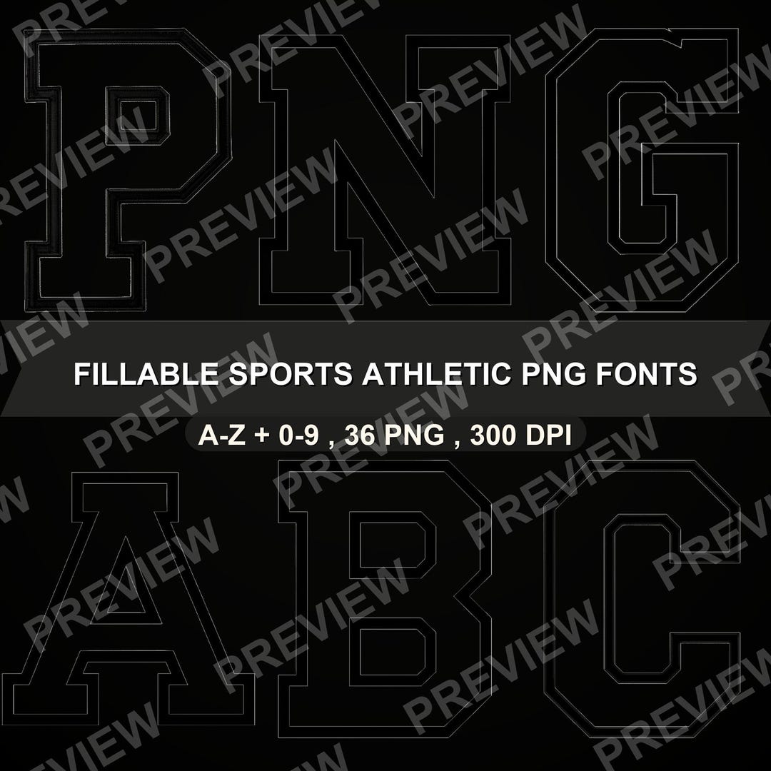 Sports Alphabet Clipart PNG, Athletic Block Letters, Fillable Alphabet ...
