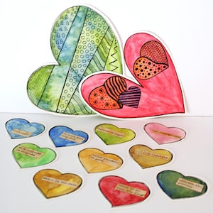 12 cuori fatti a mano, cuore acquerello, messaggi multimediali, citazioni positive per scrapbooking, diario spazzatura