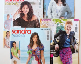 Lot of 4 2000s Magazines, Sandra Moda Crochet, Portuguese Magazines (2008, 2009, 2011, 2015), Crochet Fashion Magazines
