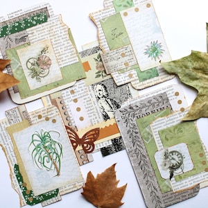 5 mini colagens, retalhos artesanais, cartões de mídia mista, colagem para scrapbooking, diário de lixo, diário de arte, presente para um viciado em colagem