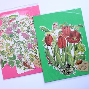 40 ritagli vintage da libro originale degli anni ’90, taglio a mano, tema botanico, fiori e piante di ogni tipo, scrapbooking, diario spazzatura