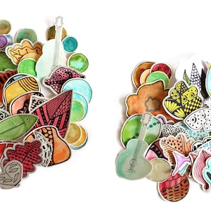 40 ritagli misti di acquerelli, ritagli di tecniche miste, piante, fiori, uccelli, punti, farfalle, foglie, chitarra, scrapbooking, diario di scarto