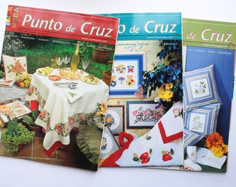 Cross Stitch Vintage Magazines, Moda: Punto de Cruz, Spanish Magazines, Cross Stitch Magazines, #1, #2 and #4
