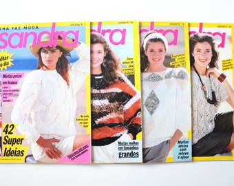 Lot of 4, 1989s Magazines, Sandra Malha Faz Moda, Portuguese Magazines (all from 1989), Tricot and Crochet Fashion Magazines