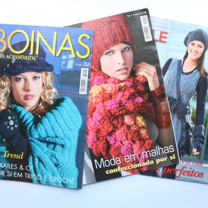 Vintage Tricot Pattern Magazines: Portuguese Knitting Fashion, Lot of 3