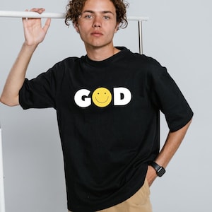 Christian T-Shirt GOD Smile - 100% Cotton, Christian Gift, Christian Clothing, Christian Streetwear, God T-Shirt, Faith T-Shirt