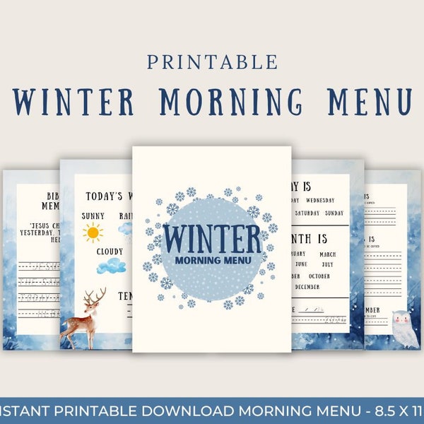 Winter Morning Menu | Kindergarten Practice Pages | 4-6 Years Old