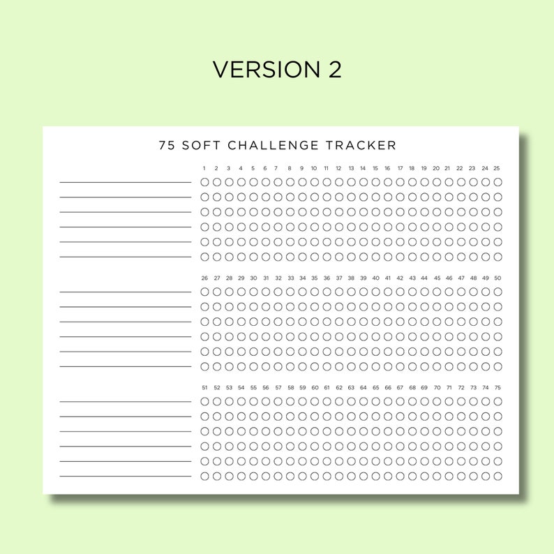 75 Soft Challenge Tracker Printable, Editable 75 Soft Challenge Tracker ...