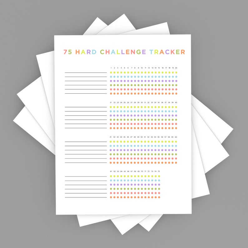 75 Hard Challenge Tracker Printable, Editable 75 Hard Challenge Tracker ...