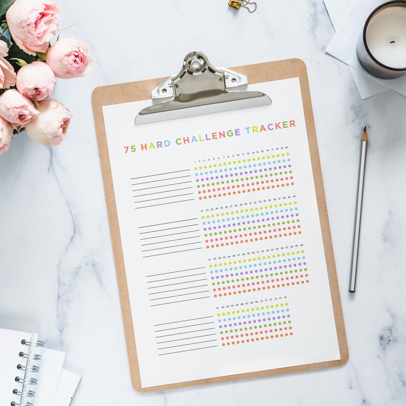 75 Hard Challenge Tracker Printable, Editable 75 Hard Challenge Tracker ...